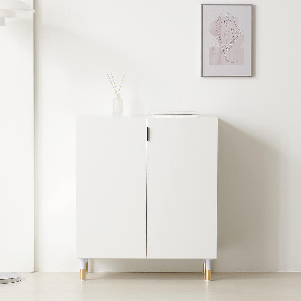 로봇청소기수납장 거실수납장 다용도 베란다 안방 노블 2단 800 낮은 화이트 다리