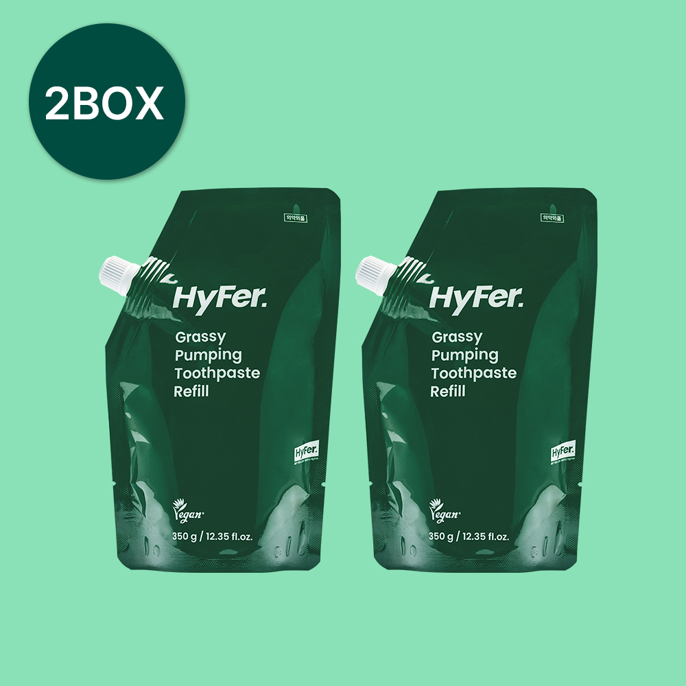 [치약리필]하이퍼 샐러드 펌핑치약리필 펌프 유아 키즈 불소 액상 짜서쓰는 350g, 2개 - 상품 이미지
