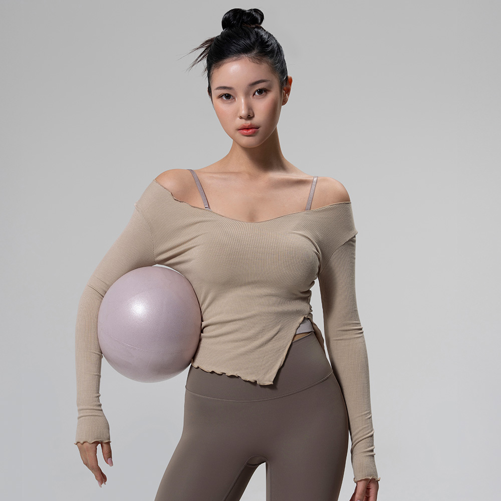 [디어 슬릿 골지 슬리브]  골지티  골지슬림 슬림티 긴팔티 긴소매 티셔츠 데일리 커버업 글램라인 슬림라인 사이드슬릿 슬릿티 트임 - 상세 이미지 5