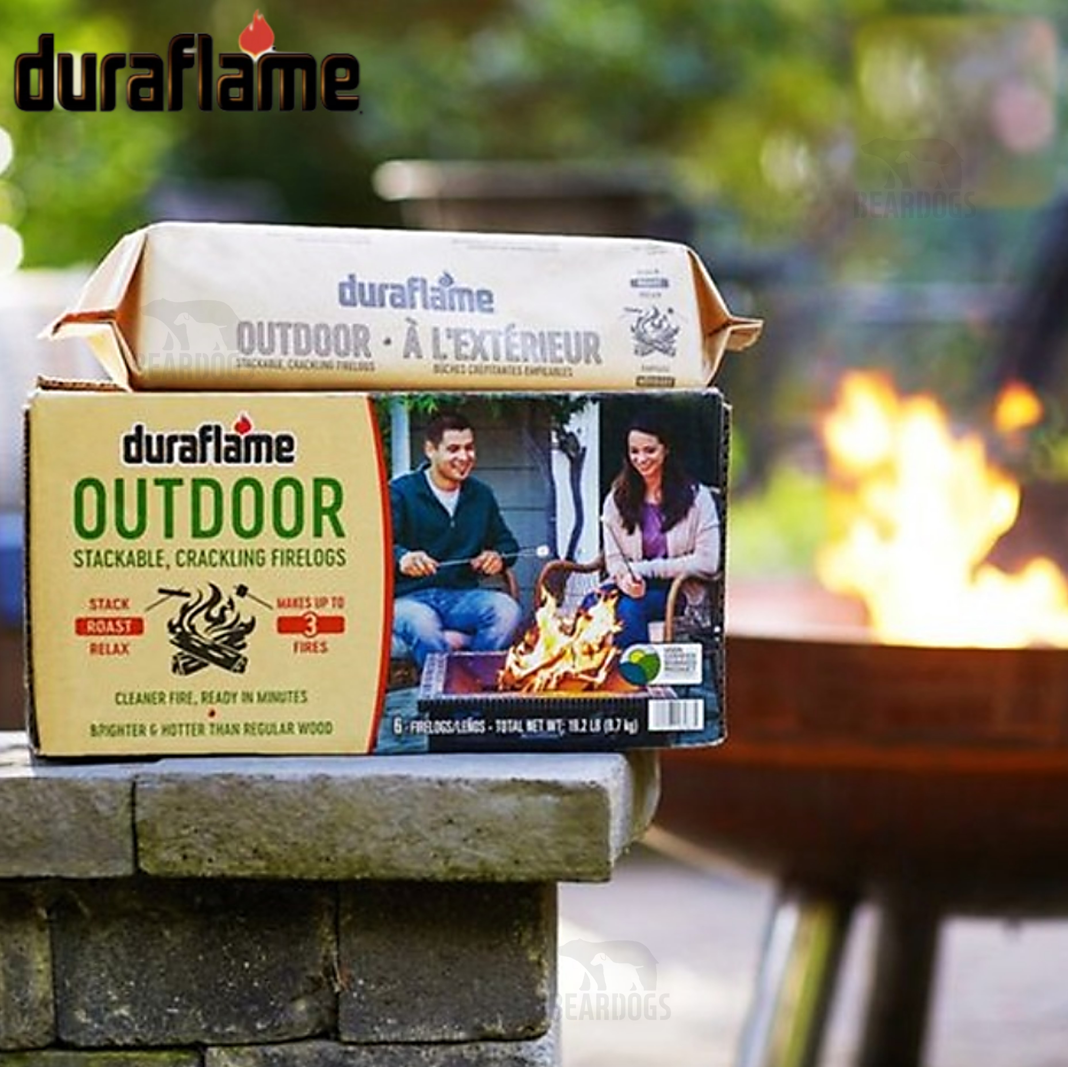 듀라프레임 장작 파이어로그 아웃도어 19.2LB 압축장작 캠핑 땔감 3시간용1박스6개입