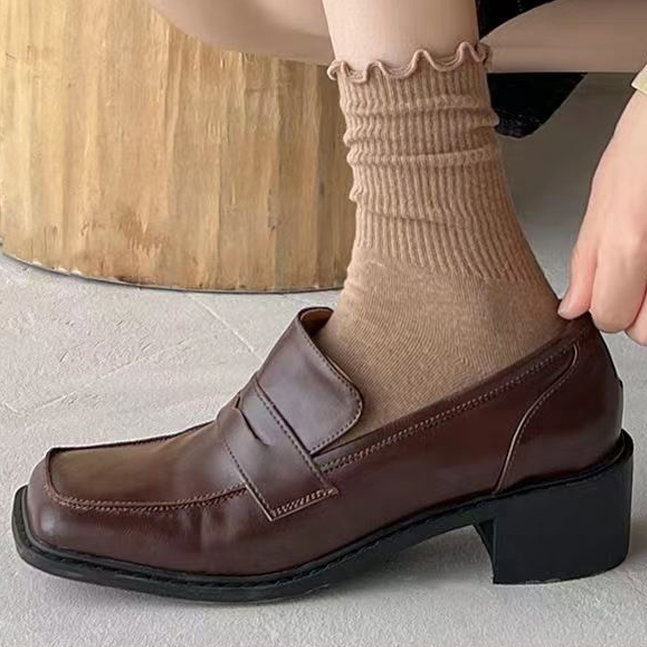 데일리 셔링 무지중목양말 긴목 교복 여성골지양말 여자 여학생 중학생 여중생 여고생 학생 - 상세 이미지 5