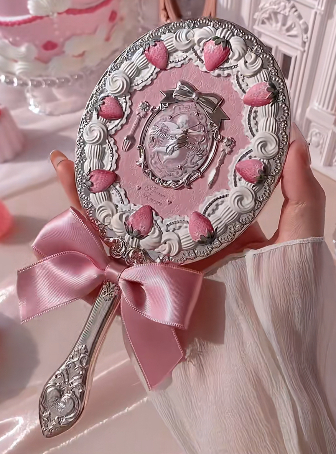 flowerknows 플라워노즈 스트로베리 큐피드 거울 한정판 손거울 - 상세 이미지 4