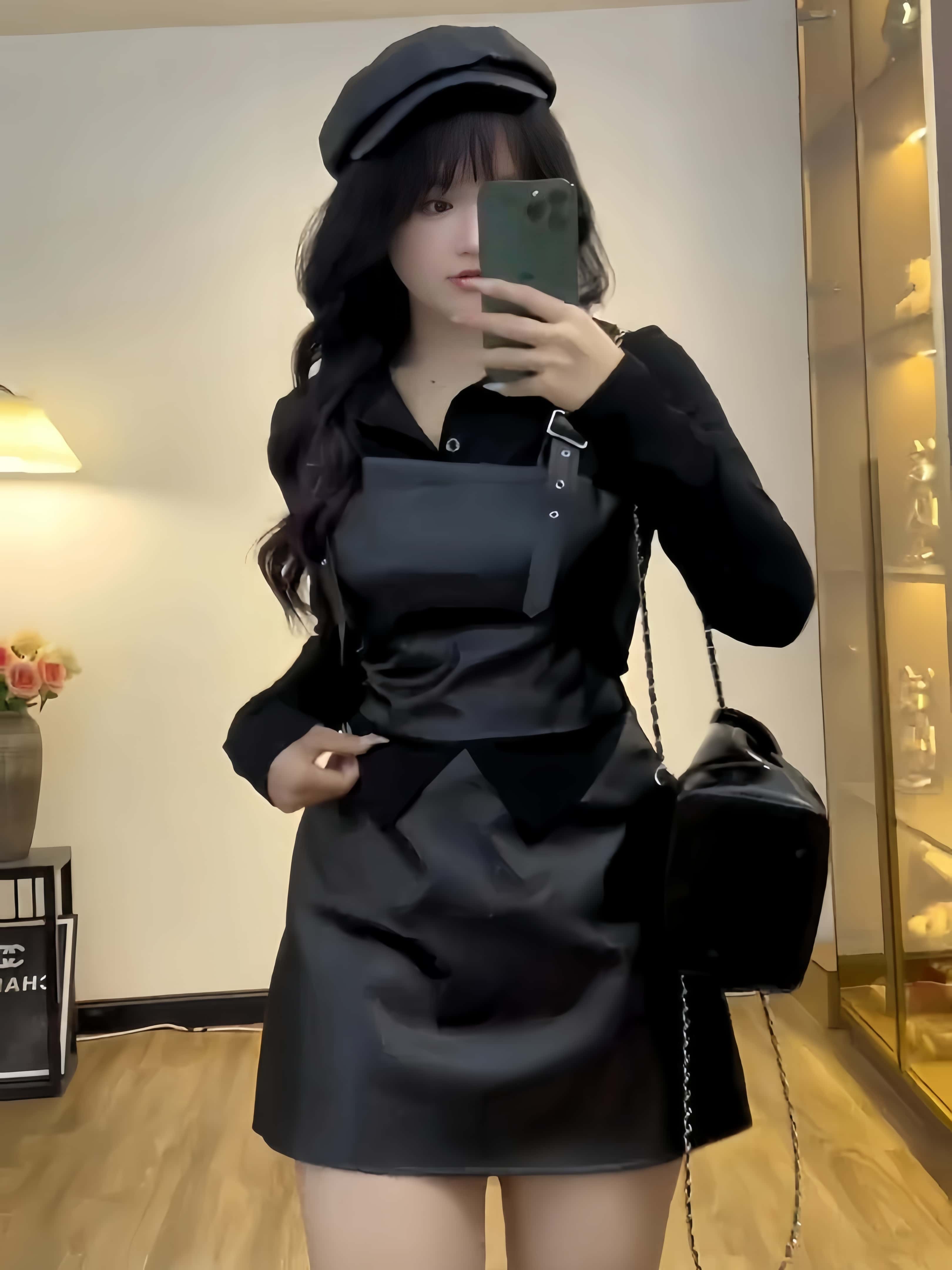 마이야르 슬림핏 레이어드 셔츠 가죽 원피스 투피스 - 상세 이미지 2