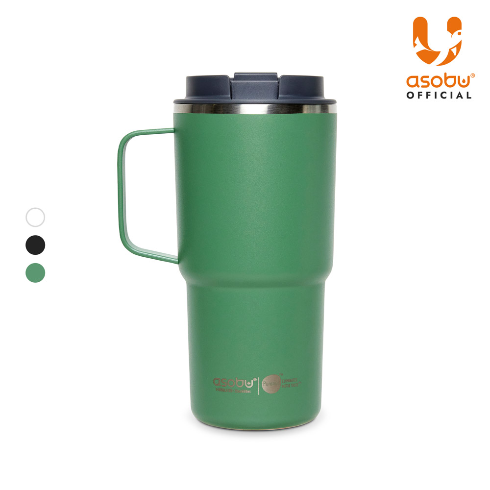 아소부 스텐 세라믹 진공 보온보냉 손잡이 머그 텀블러 니트로 650ml, 바질그린