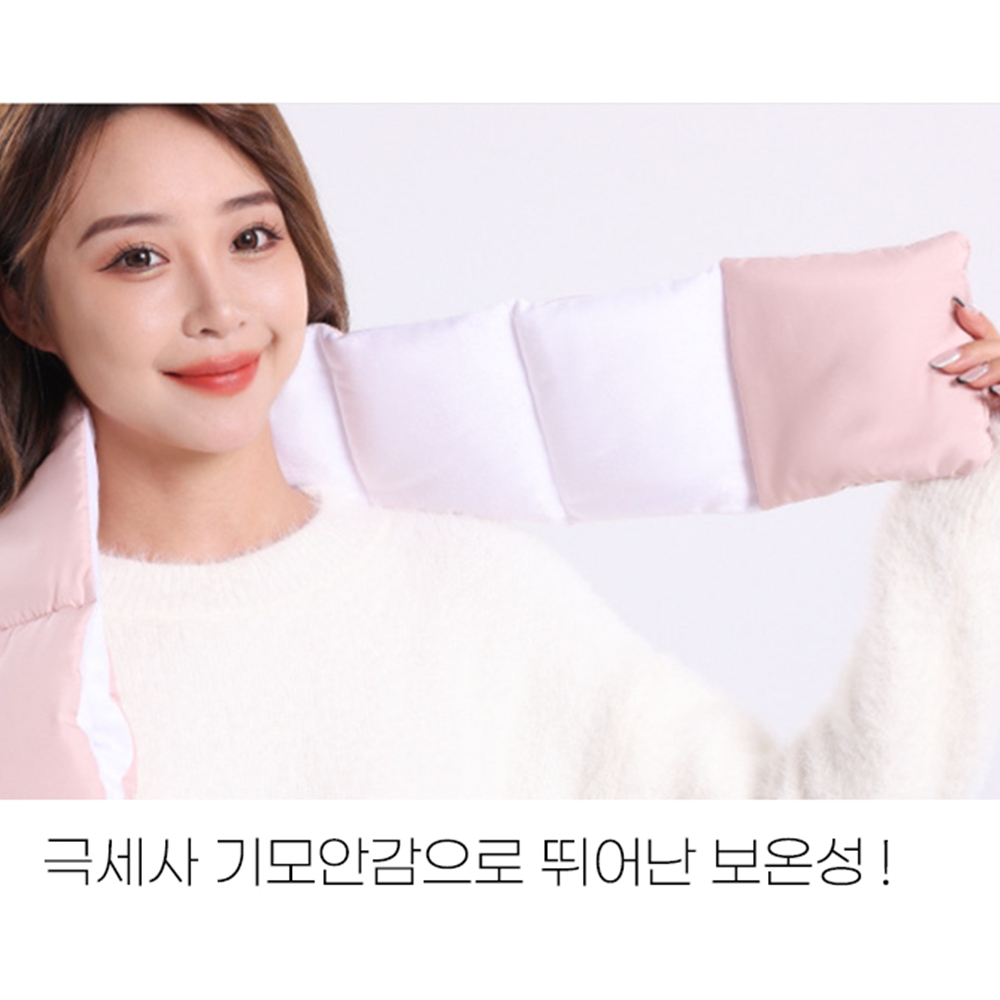 여성패딩목도리 남성숏머플러 경량목도리 겨울 단색 그레이 이미지 8