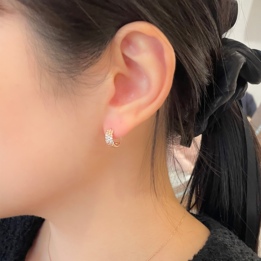 에띠 볼 큐빅 밀그레인 원터치 귀걸이 데일리 여자 친구 생일 선물 14K 18K - 상세 이미지 5