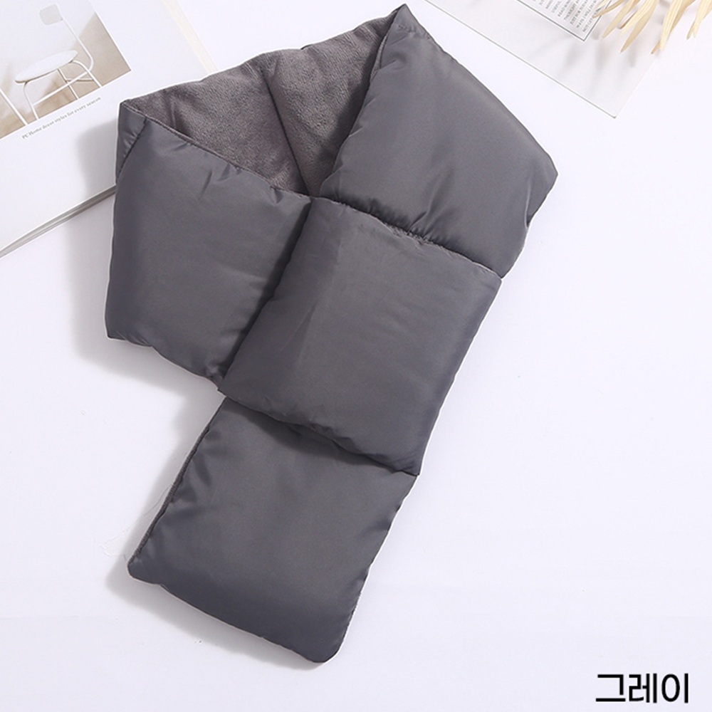 여성패딩목도리 남성숏머플러 경량목도리 겨울 단색 그레이 이미지 7