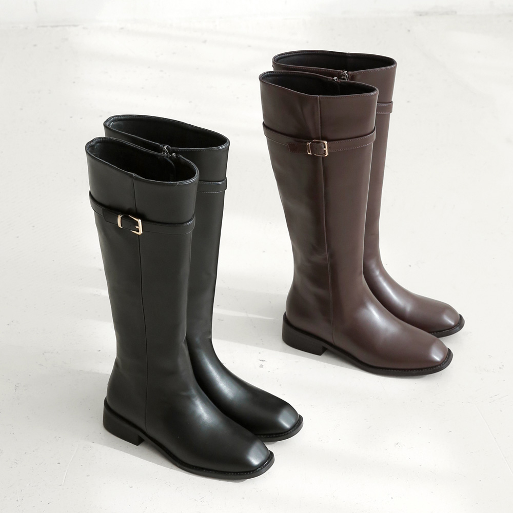 발편한 통넓은 롱부츠 여성 빅사이즈 버클 통굽롱부츠