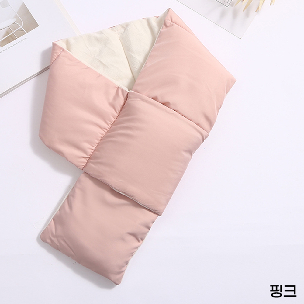 여성패딩목도리 남성숏머플러 경량목도리 겨울 단색 그레이 - 상세 이미지 5