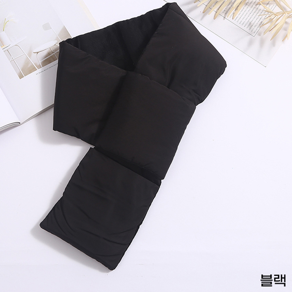 여성패딩목도리 남성숏머플러 경량목도리 겨울 단색 그레이 - 상세 이미지 4