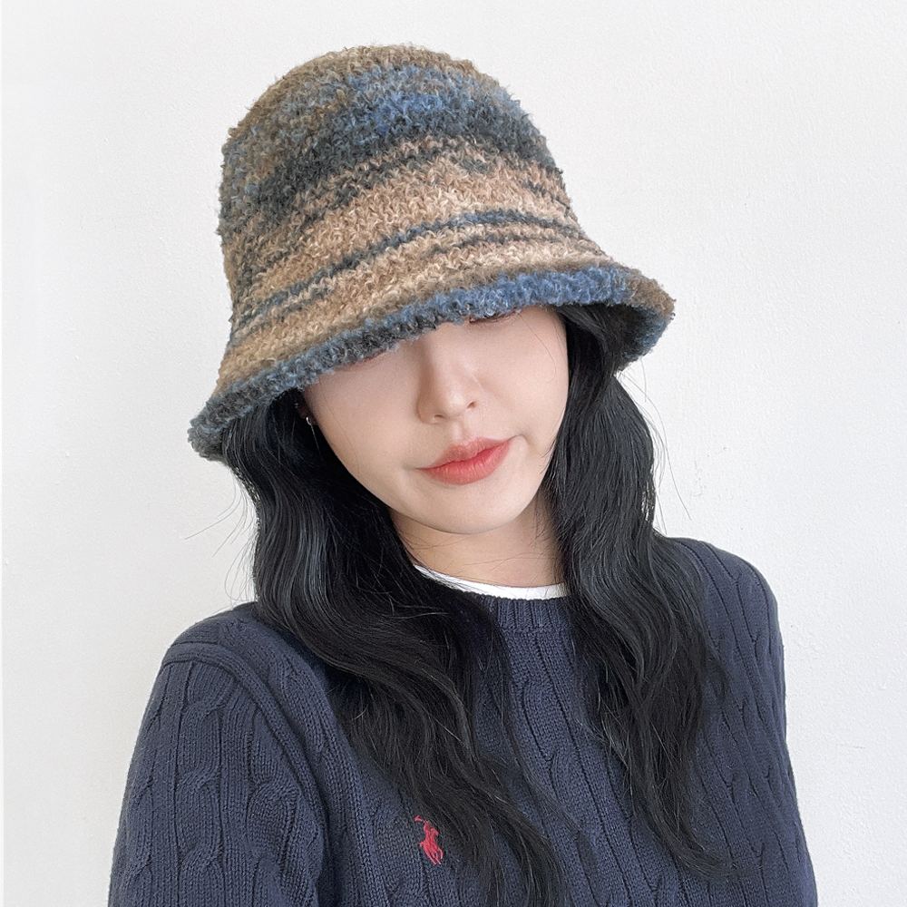 포슬이 알파카 믹스 뜨개 니트 여성 겨울 털 버킷햇 벙거지 모자 - 상세 이미지 2