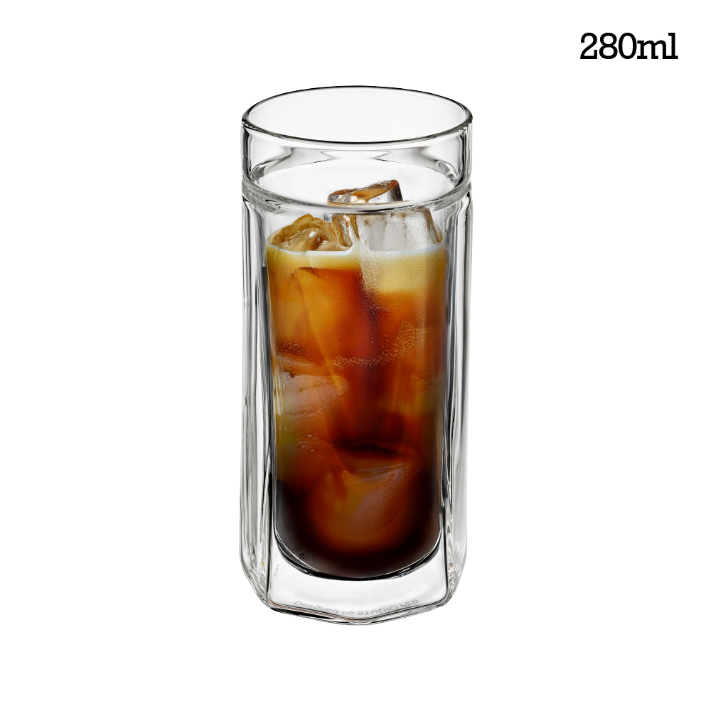 키데 글라스 더블월 선물 집들이 카페 이중 내열 유리 잔 컵 280ml, 1개, 크리스탈 클리어