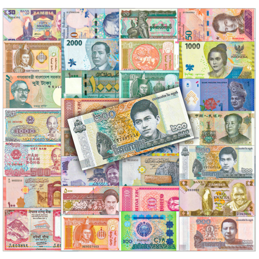 다양한 세계 화폐 30종 세트 취미 교육자료 학생 선물 옛날 해외 지폐 - 상품 이미지