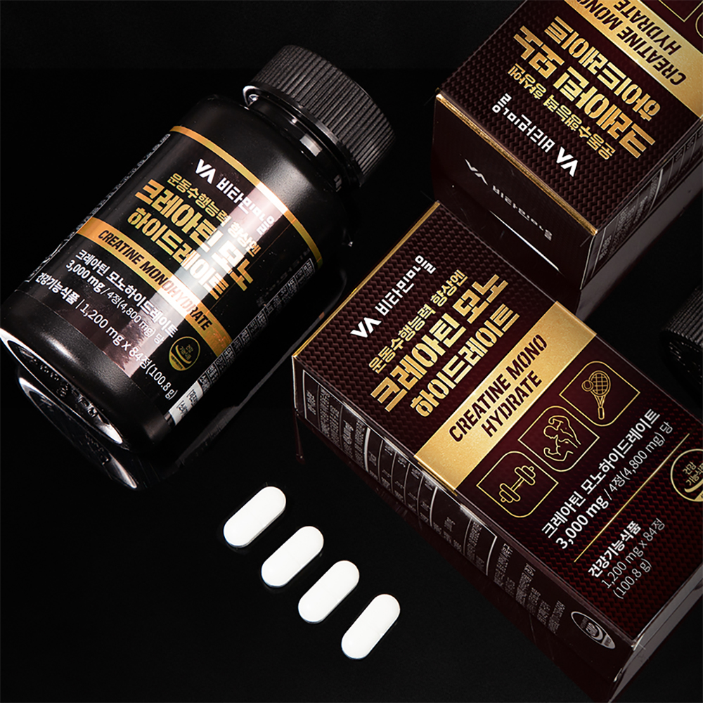 비타민마을 운동수행능력 향상엔 크레아틴 모노하이드레이트 1일 3000mg 84정 단백질보충제 X 1병 - 상세 이미지 3