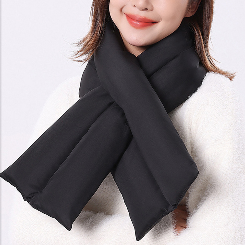 여성패딩목도리 남성숏머플러 경량목도리 겨울 방수 단색 블랙 - 상품 이미지