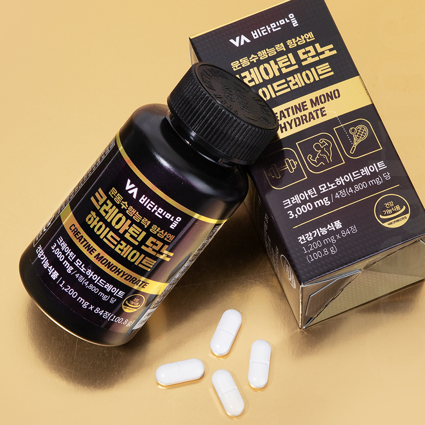 비타민마을 운동수행능력 향상엔 크레아틴 모노하이드레이트 1일 3000mg 84정 단백질보충제 X 1병 - 상세 이미지 4