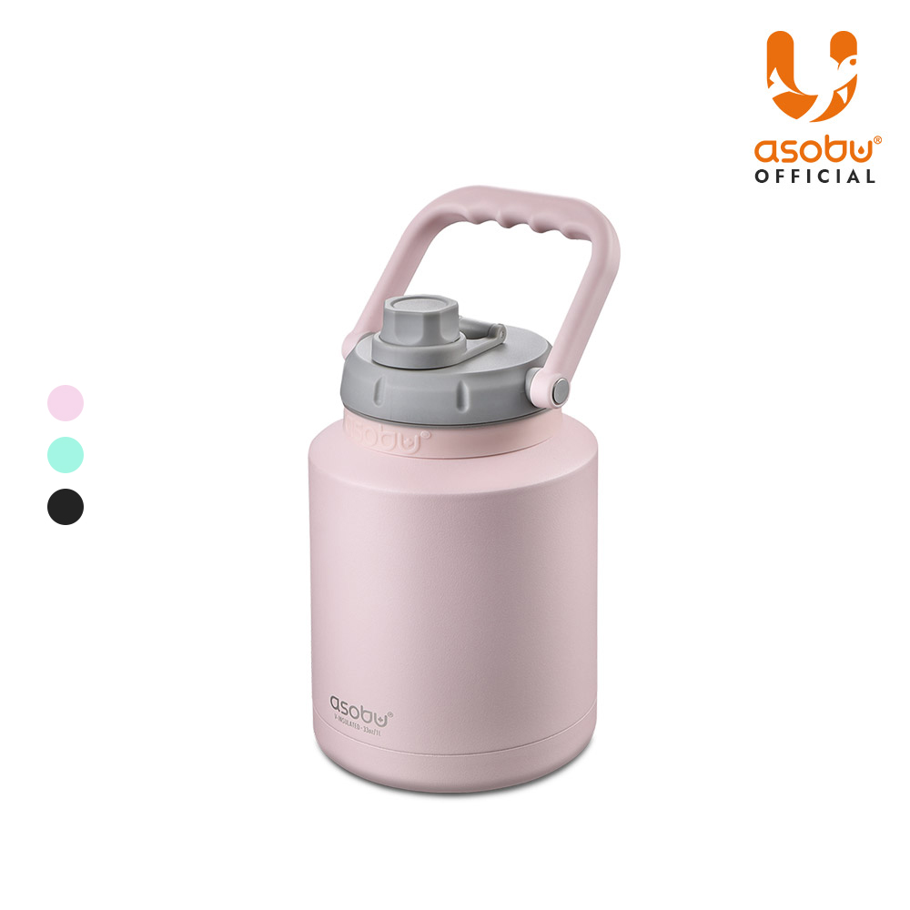 아소부 스테인레스 보온보냉 캠핑 아웃도어 미니 워터저그 1L, 핑크