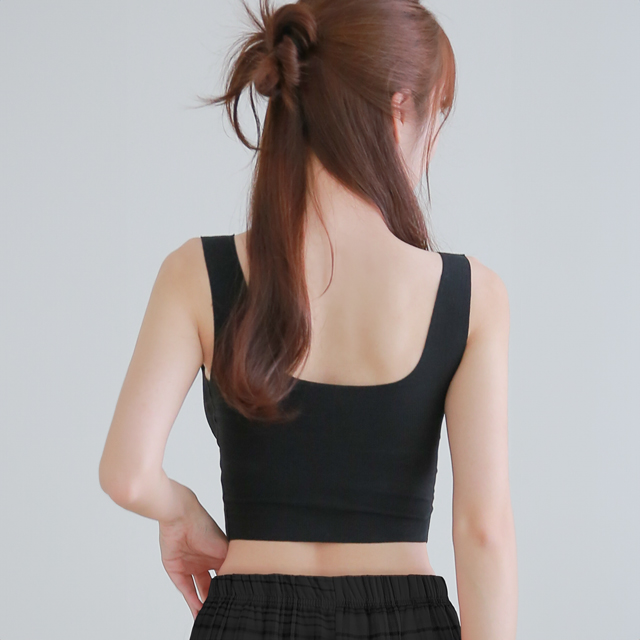 브라+나시 한번에! 매끄러운 핏 이지핏 크롭탑 - 상세 이미지 5