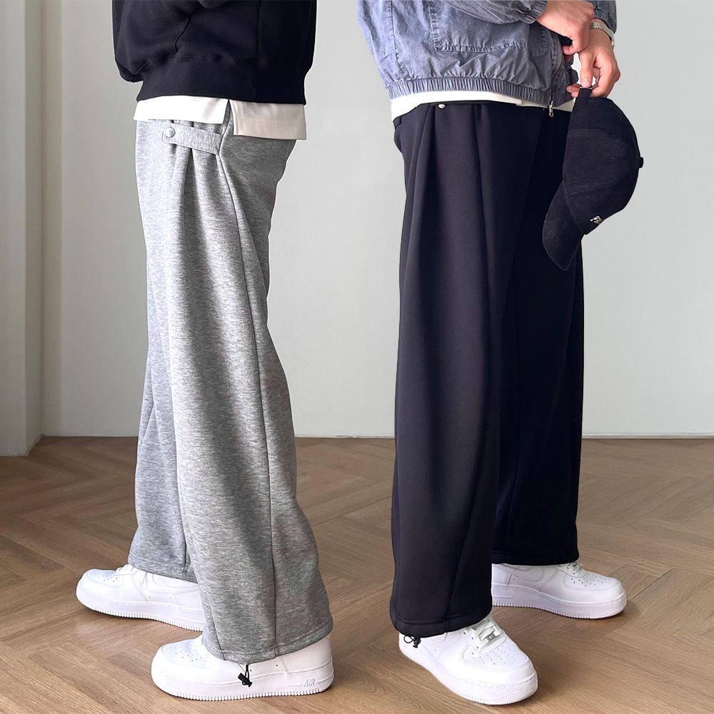 양털바지 스웻팬츠 남자기모와이드팬츠 - 상품 이미지