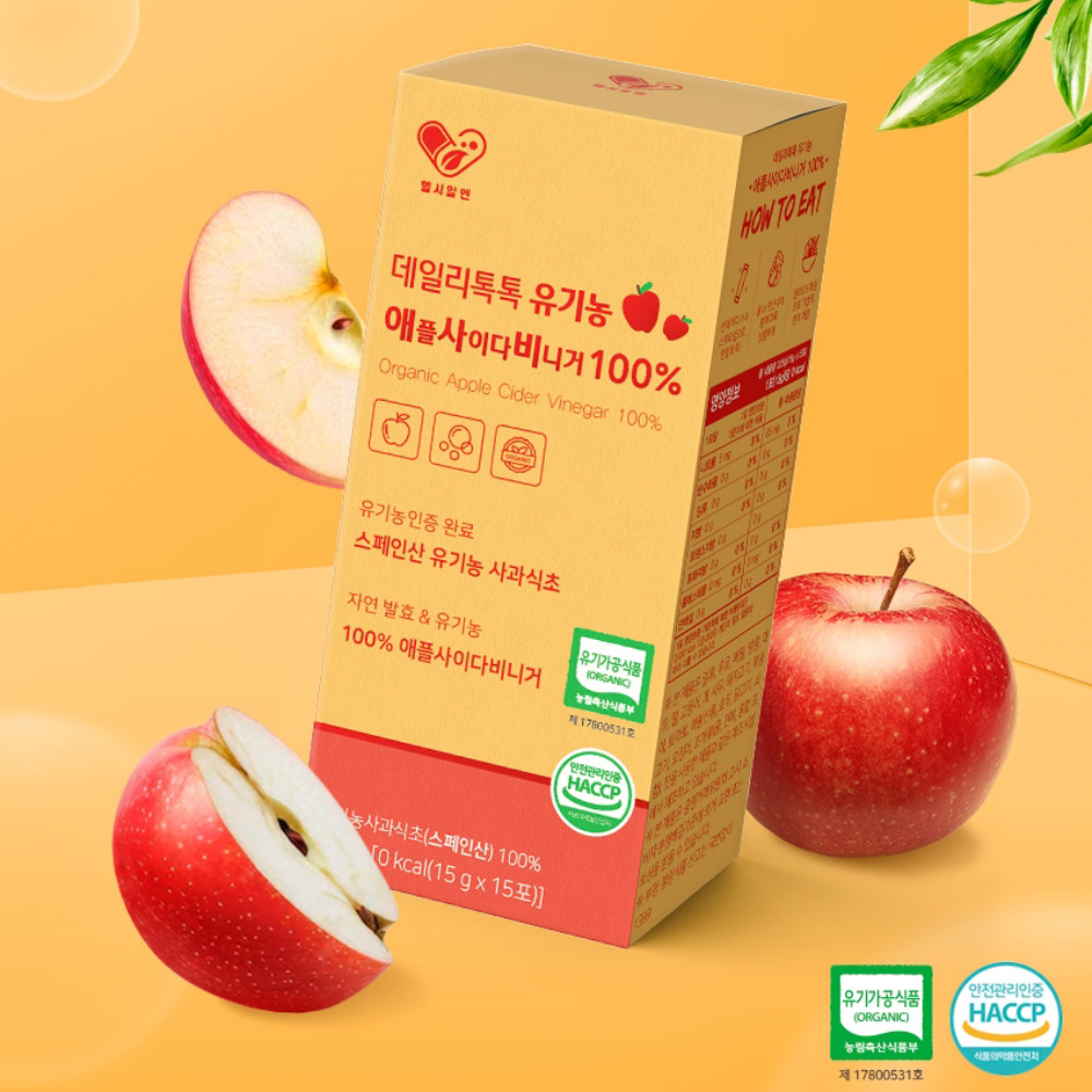 헬시알엔 데일리톡톡 유기농 애사비 애플 사이다 비니거 휴대용 스틱 마시는 자연 발효 사과 초모 식초 비네거 225ml, 5개 - 상세 이미지 4