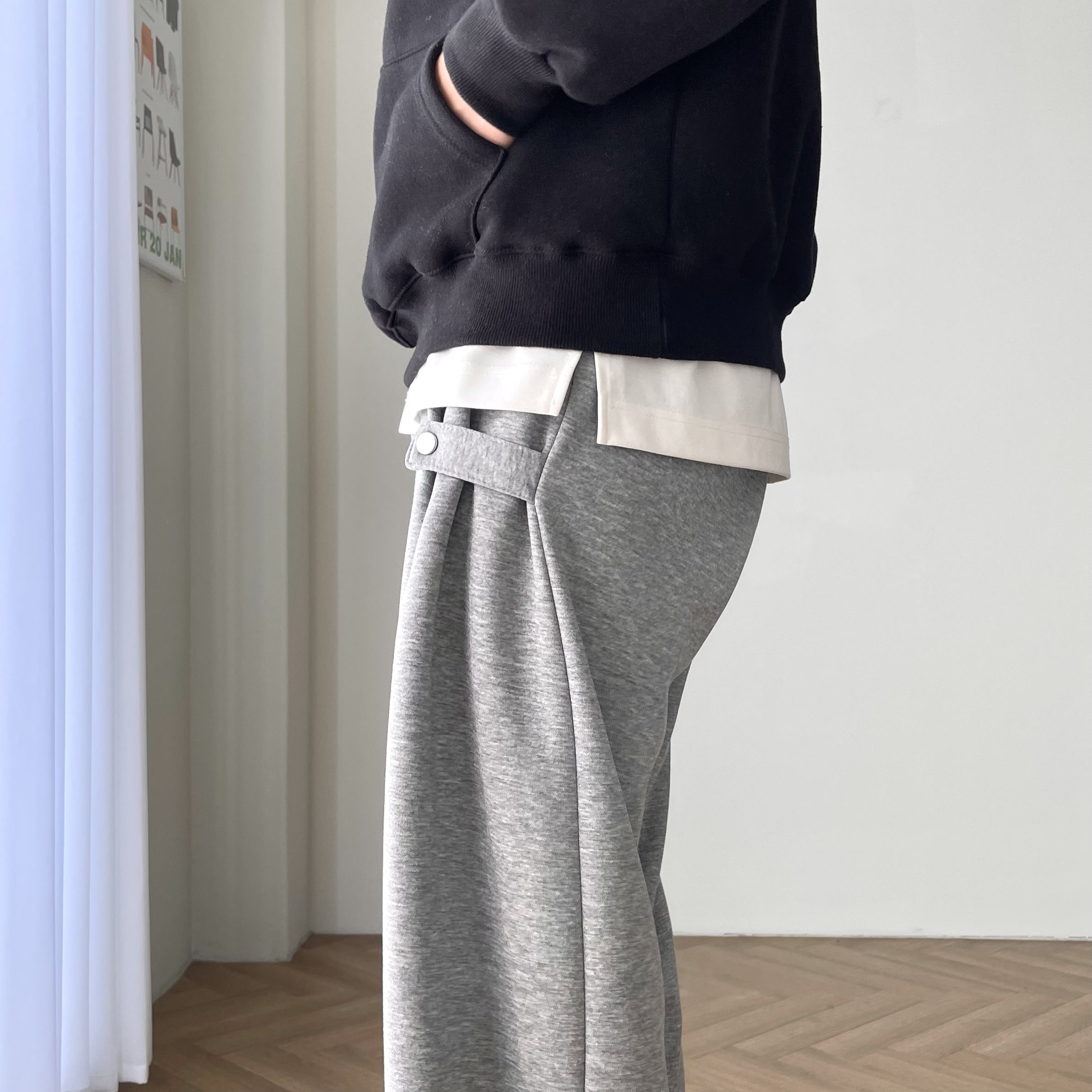 1+1 양털바지 스웻팬츠 남자기모와이드팬츠 - 상세 이미지 3