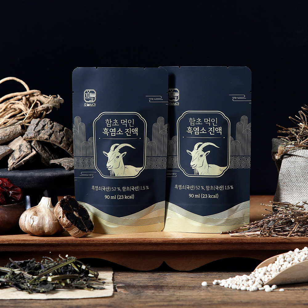 오늘보감 함초먹인 흑염소진액 함량 52% 엑기스 흑염소즙 90ml x 30포 무항생제 2박스+체험팩 2포 - 상품 이미지