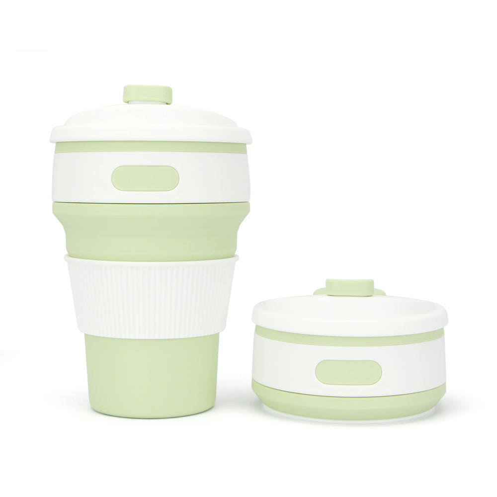 UH 실리콘 접이식 텀블러 가벼운 휴대용 리유저블컵 350ml, 그린 - 상품 이미지