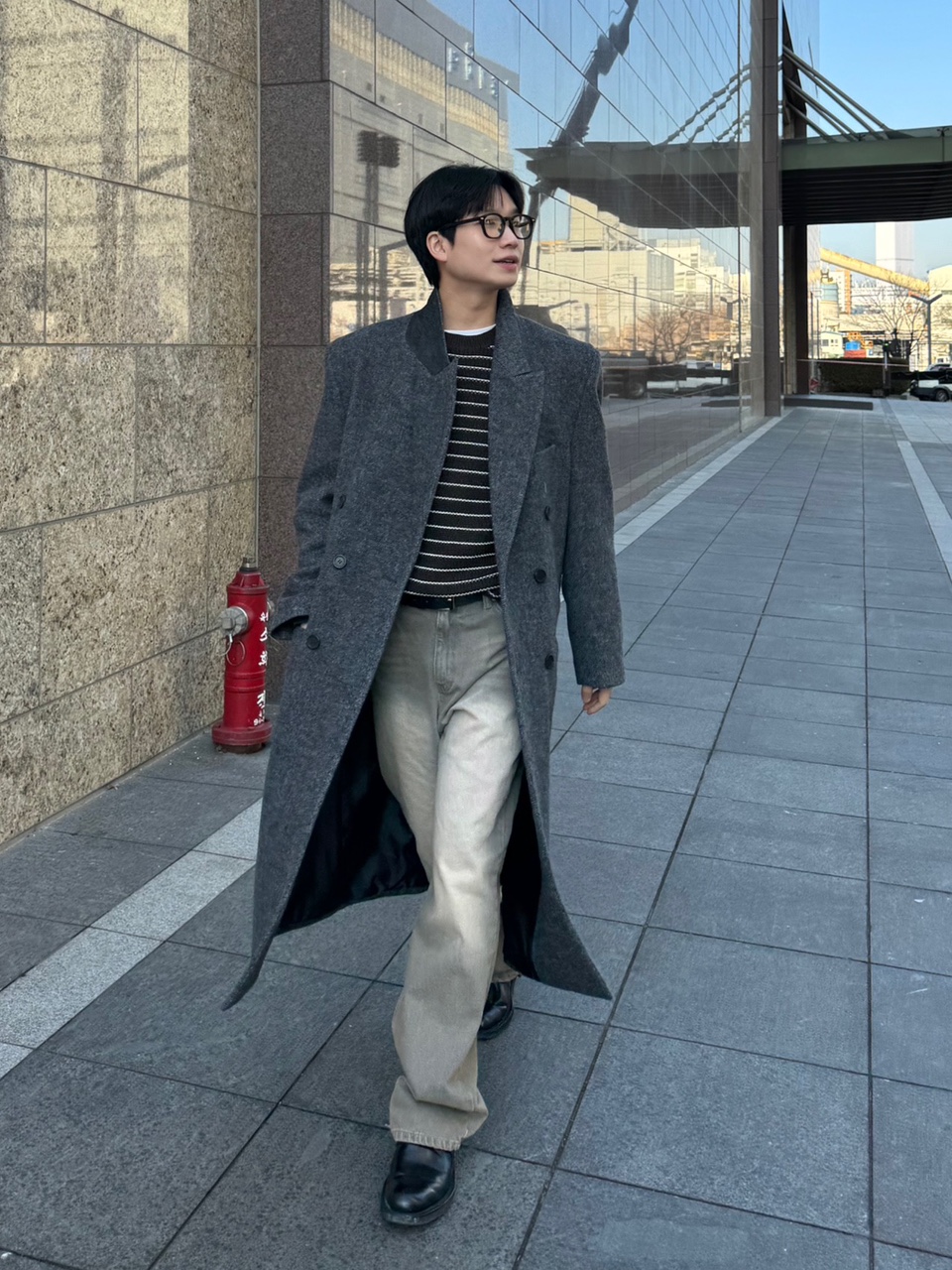 프리미엄 어로 울 더블코트 / 겨울 남자 데일리 오버핏 롱코트 - 상세 이미지 2