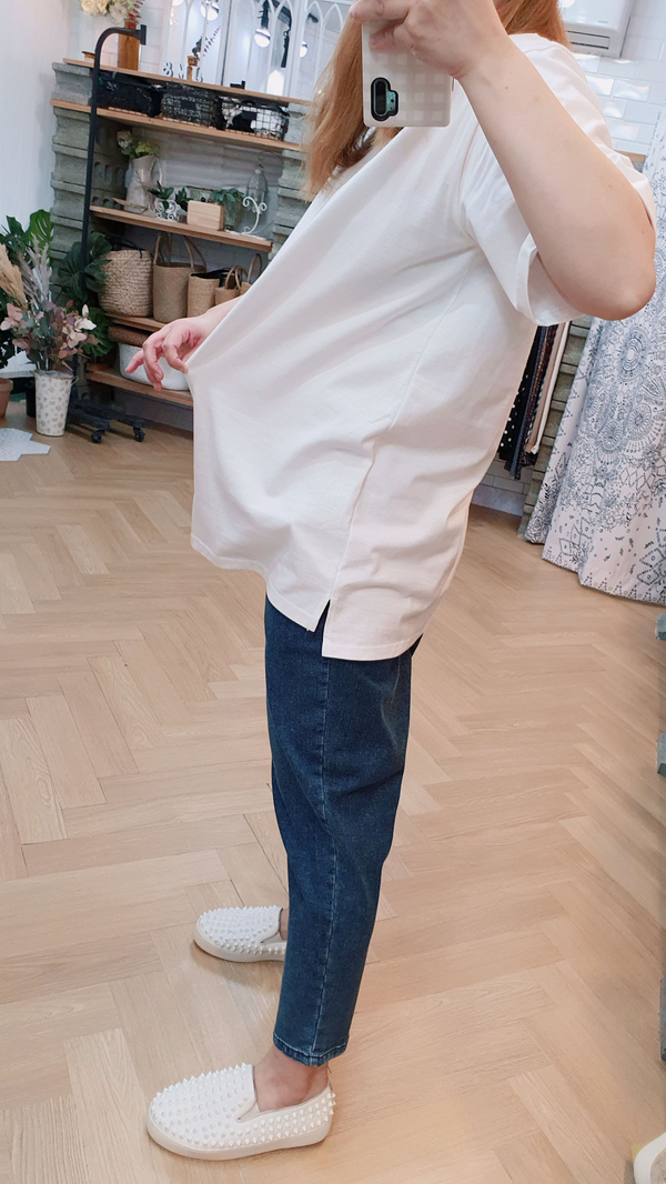 (무배) 라운드 반소매 면 이너 티셔츠 - 상세 이미지 3