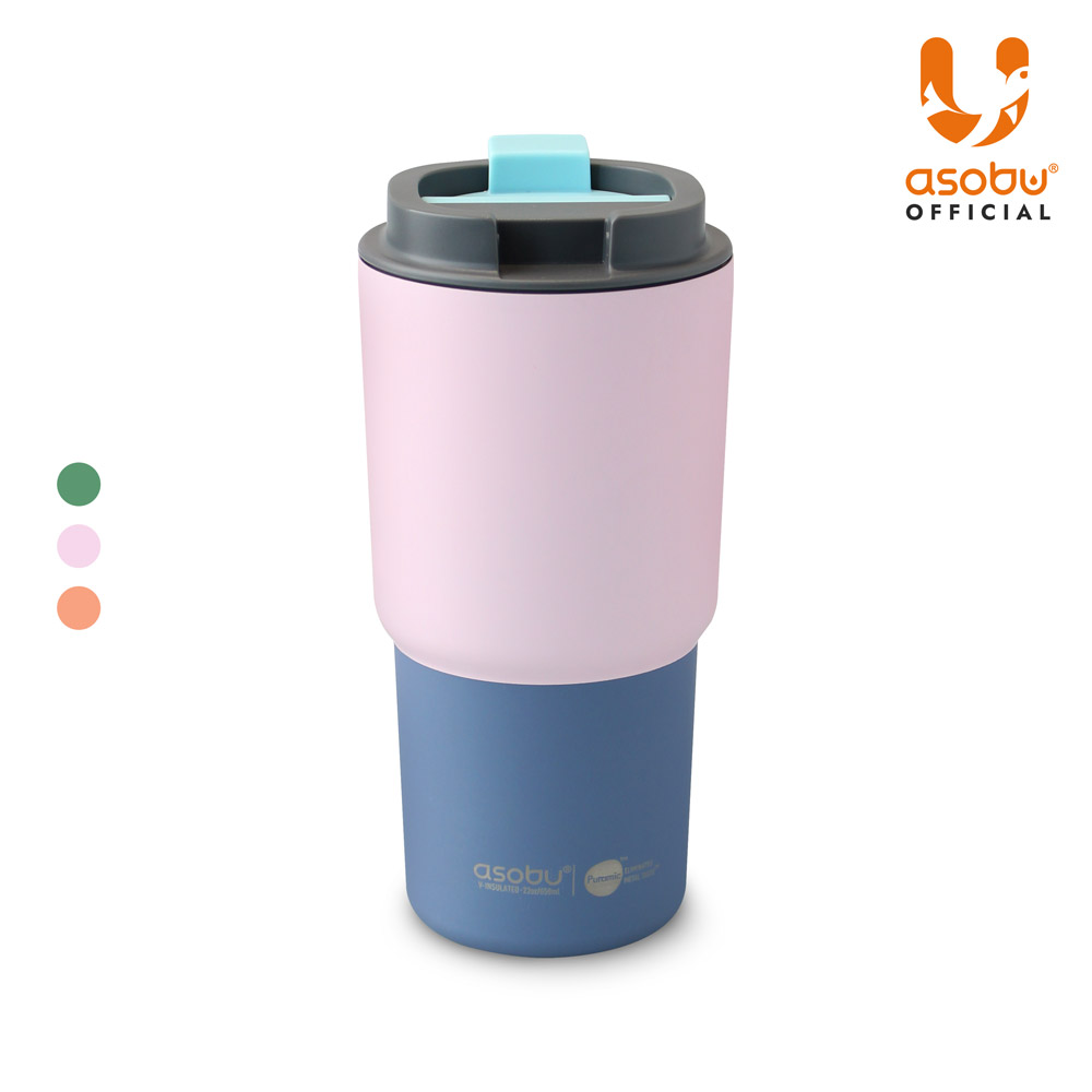 아소부 세라믹코팅 스텐 보온보냉 퓨라믹 텀블러 픽미업 파스텔 650ml, 파스텔핑크 - 메인 이미지