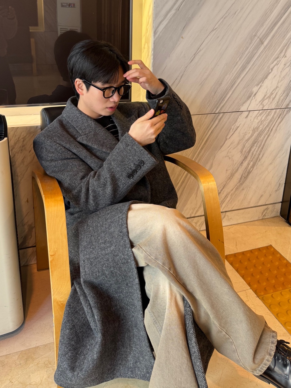 프리미엄 어로 울 더블코트 / 겨울 남자 데일리 오버핏 롱코트 - 상세 이미지 4