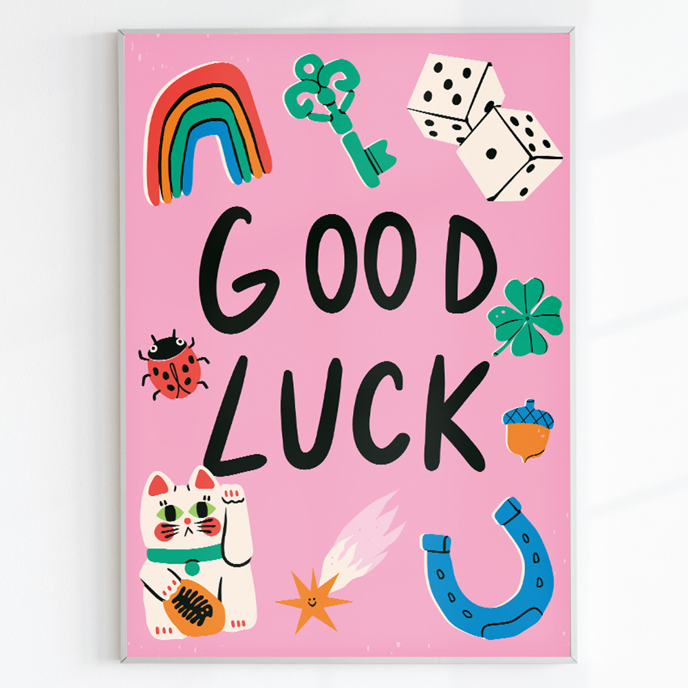 인테리어 그림 거실 액자 접착 포스터 행운곰 부적 A2