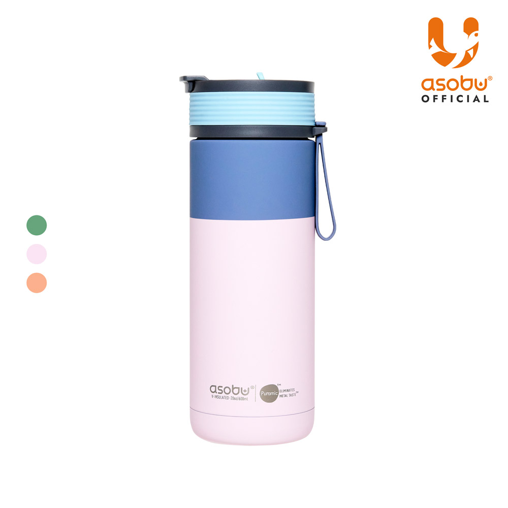 아소부 스테인레스 보온보냉 빨대 세라믹 텀블러 아스펜 600ml, 파스텔핑크