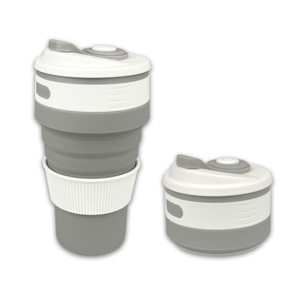 UH 실리콘 접이식 텀블러 가벼운 휴대용 리유저블컵 500ml, 그레이 - 상품 이미지