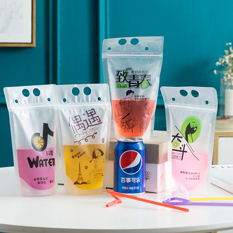 일회용 음료 파우치 주스 포장 봉투 가방 백 후르츠파티 450ml (더블 지퍼) 100개 - 상세 이미지 3