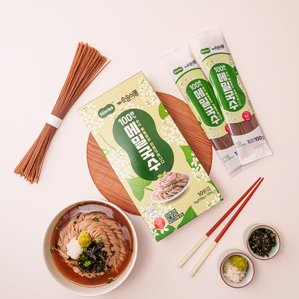 순솔 100% 메밀국수 오트밀국수 찰옥수수국수 (100g x 5봉) 막국수면 소바 온면 파스타 고단백질면 제로슈가 제로당 제로콜레스테롤 저칼로리 - 상세 이미지 3