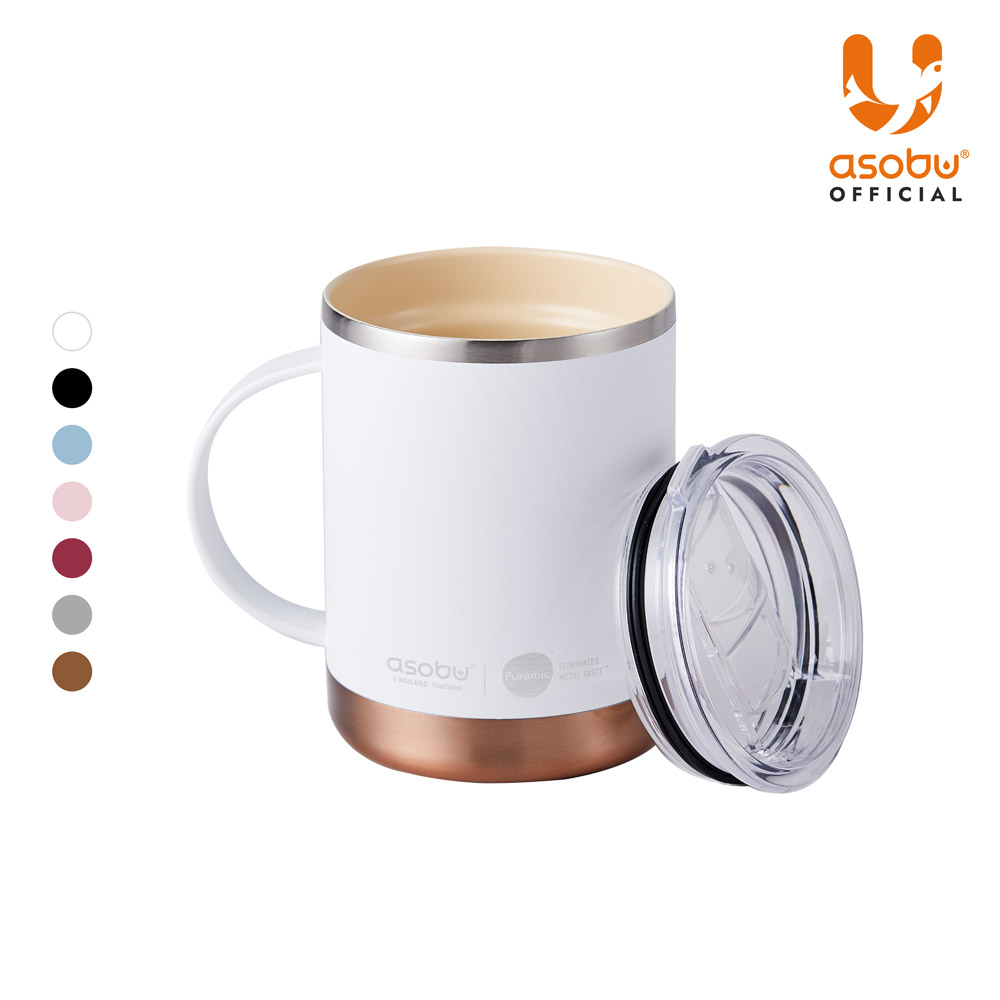 아소부 스테인레스 보온보냉 세라믹 얼티밋 머그컵 360ml, 화이트 - 메인 이미지