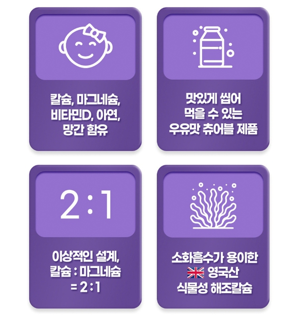 종근당 씹어먹는 츄어블 칼마디아 1+1(4개월분) 유아어린이마그네슘 칼슘 골절 - 상세 이미지 2