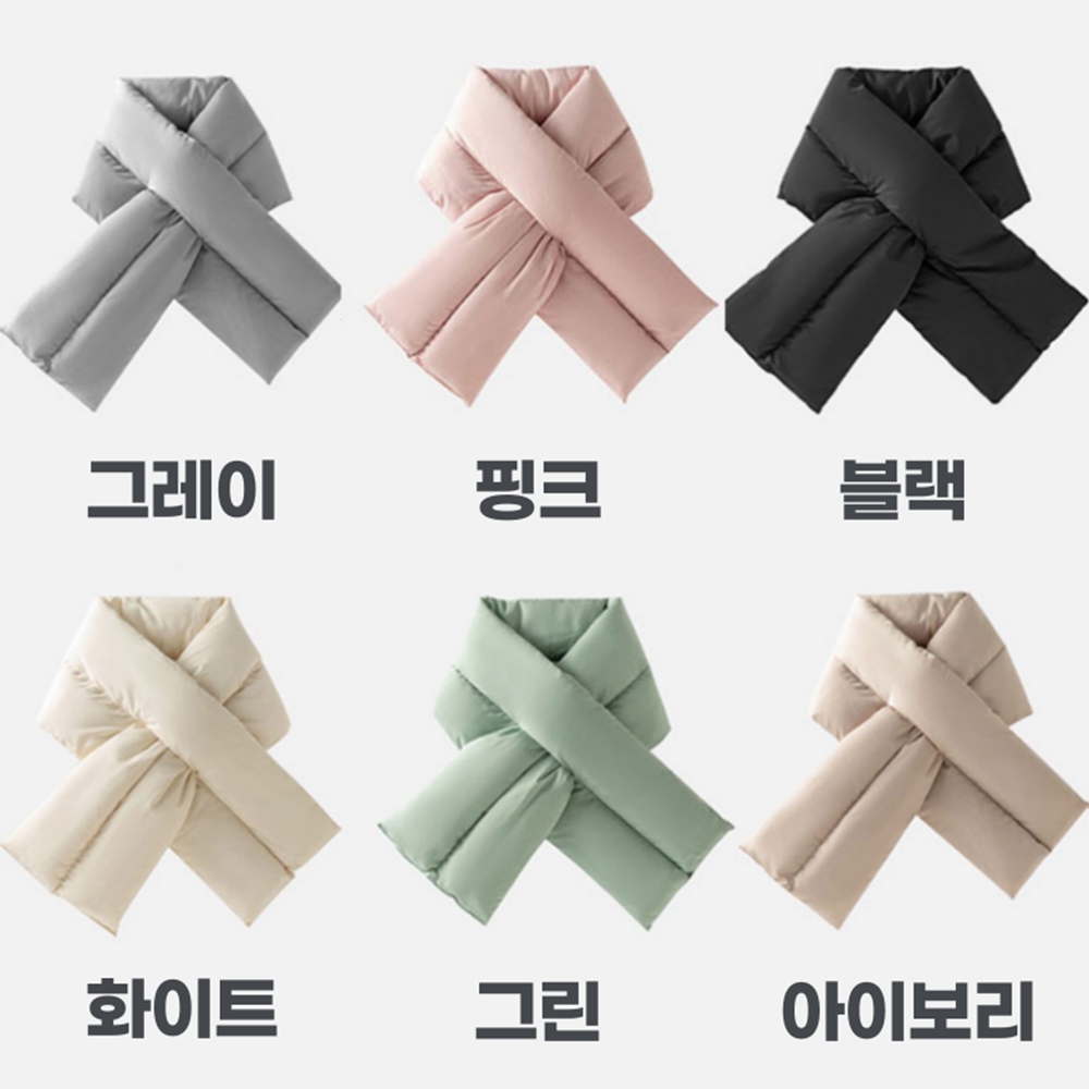 여성패딩목도리 남성숏머플러 경량목도리 겨울 방수 단색 그린 - 상세 이미지 2
