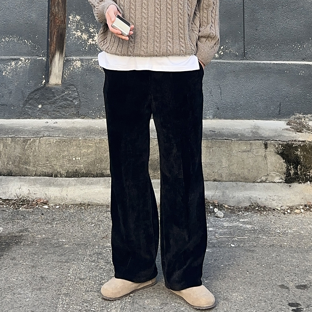 남자 골덴바지 세미 와이드 팬츠 코듀로이 팬츠 겨울 남자 바지 - 상세 이미지 2
