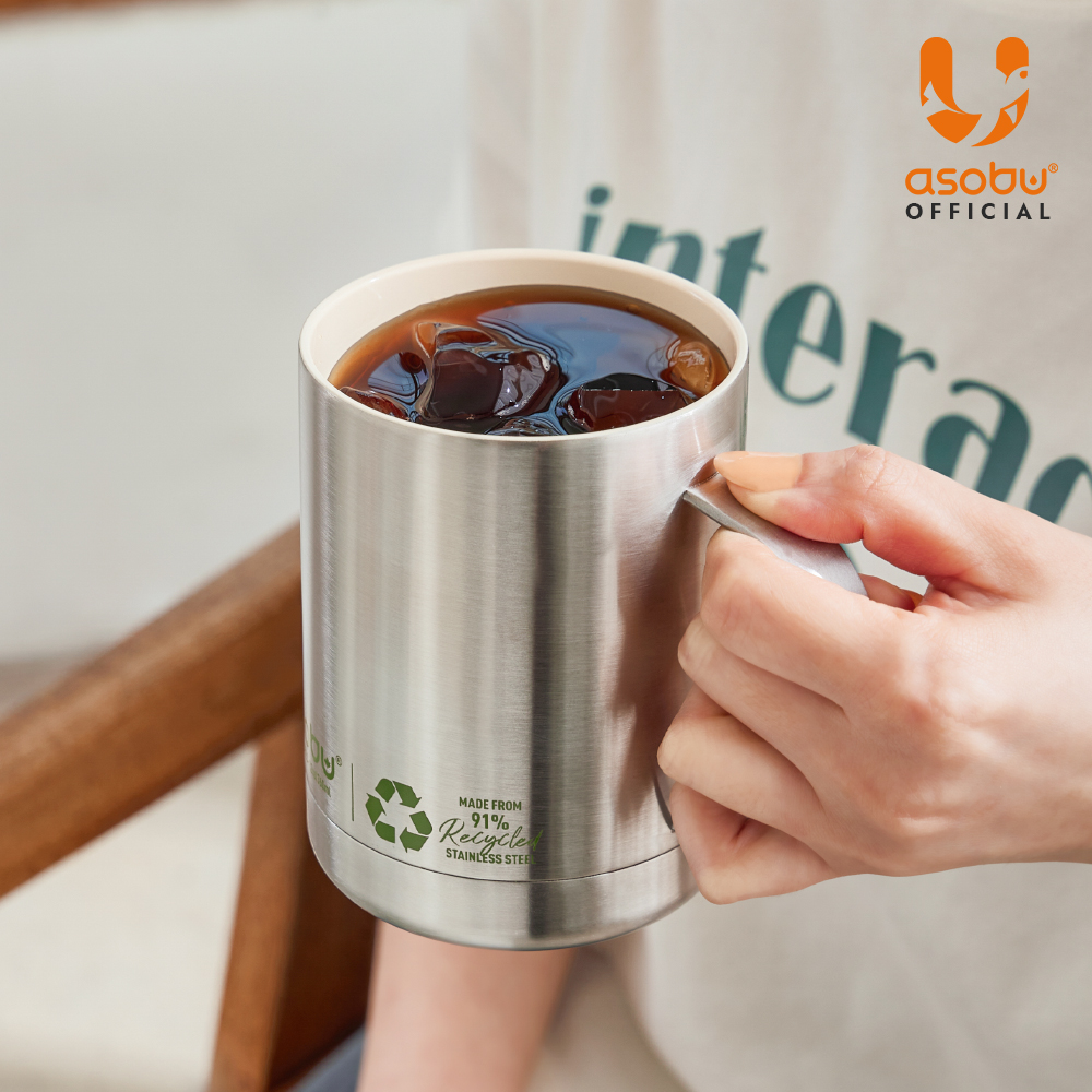 아소부 스테인레스 보온보냉 세라믹 얼티밋 머그컵 360ml, 리사이클 - 상세 이미지 5