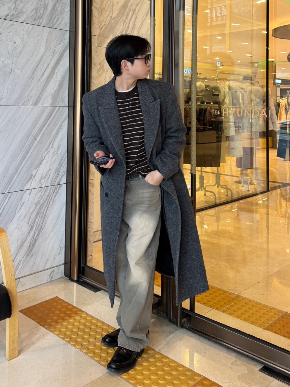 프리미엄 어로 울 더블코트 / 겨울 남자 데일리 오버핏 롱코트 - 상세 이미지 3