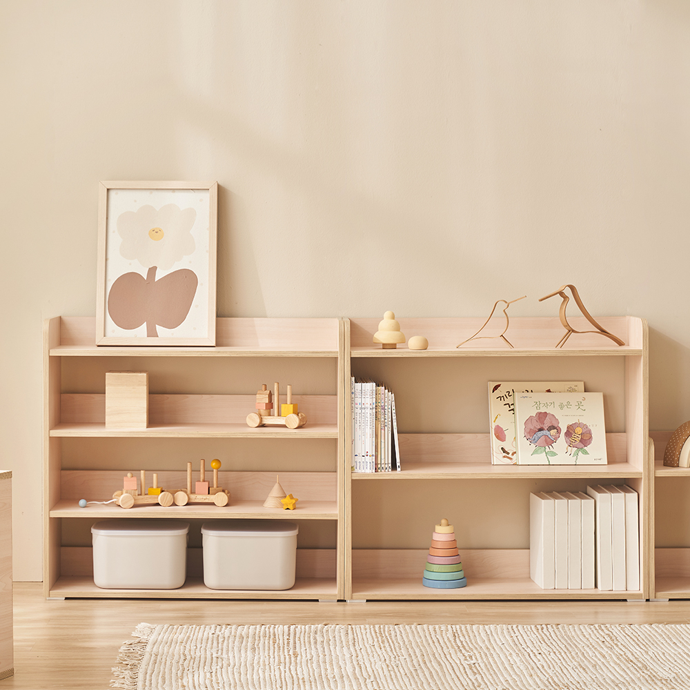 [국내생산 E0등급] 꽁떼떼 포레 교구장 아기 책장 키즈 어린이 전면책장 800, 2단, 화이트