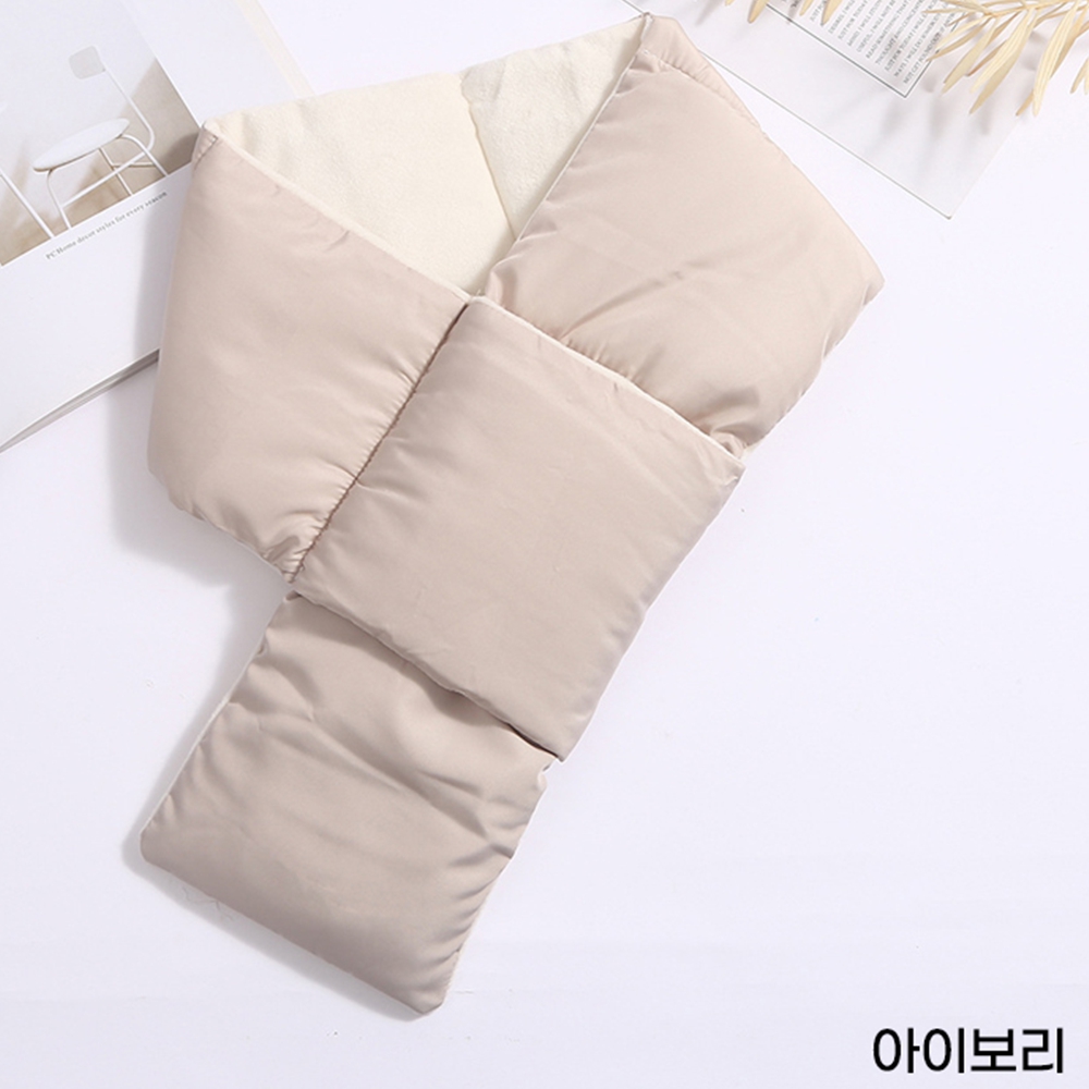여성패딩목도리 남성숏머플러 경량목도리 겨울 단색 그레이 - 상세 이미지 3