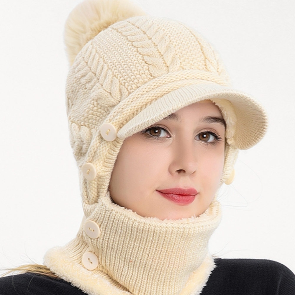 중년여성 방울털모자 니트 방한캡 넥워머 보온 목토시