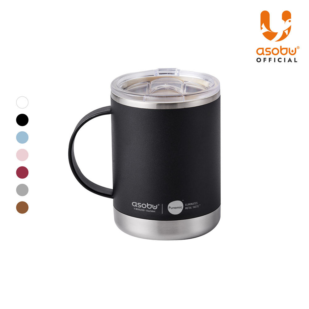 아소부 스테인레스 보온보냉 세라믹 얼티밋 머그컵 360ml, 블랙 - 상세 이미지 2
