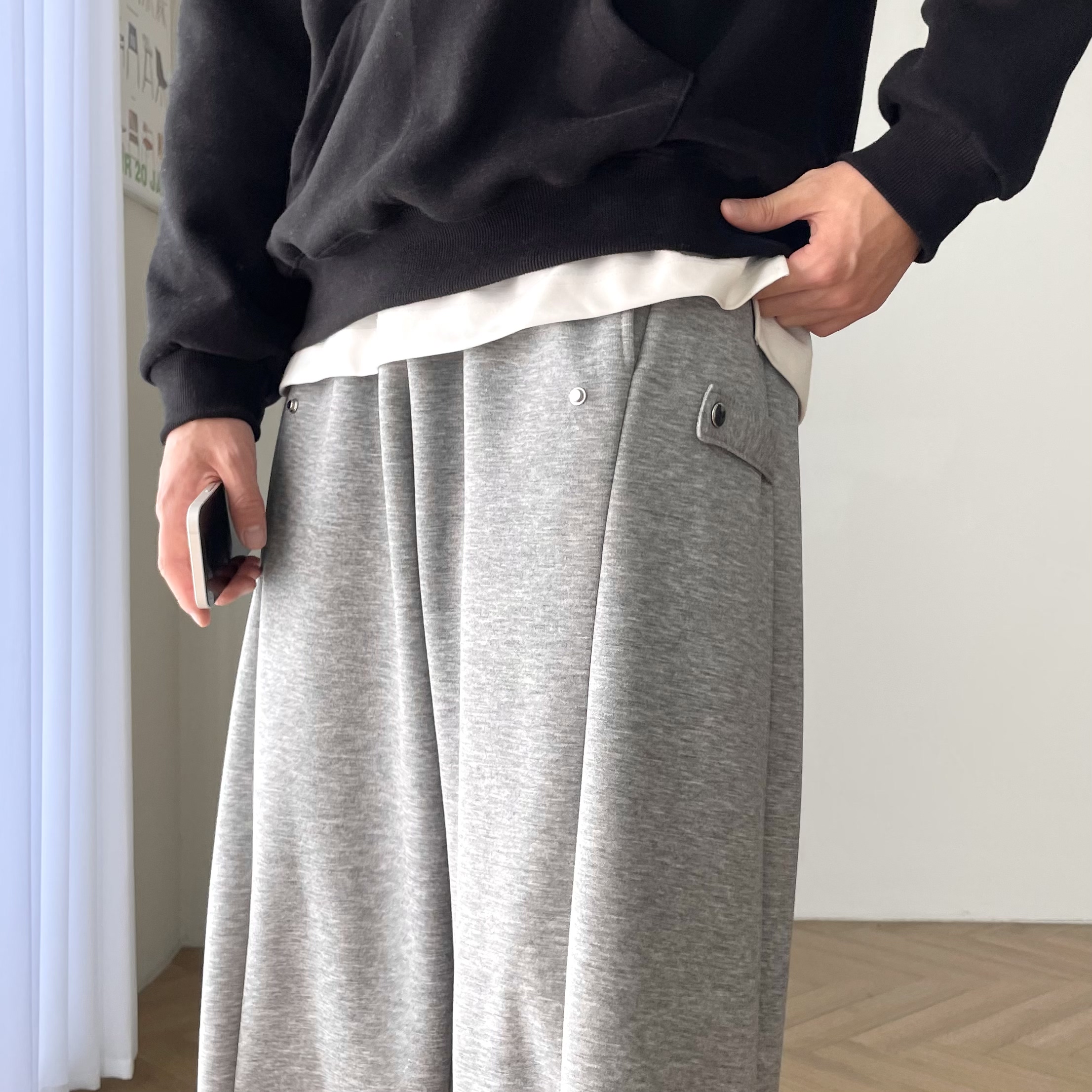 1+1 양털바지 스웻팬츠 남자기모와이드팬츠 - 상세 이미지 4