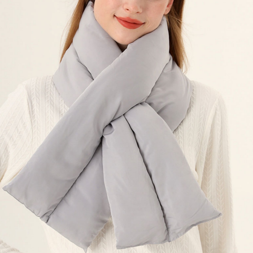 여성패딩목도리 남성숏머플러 경량목도리 겨울 방수 단색 아이보리 - 상세 이미지 4