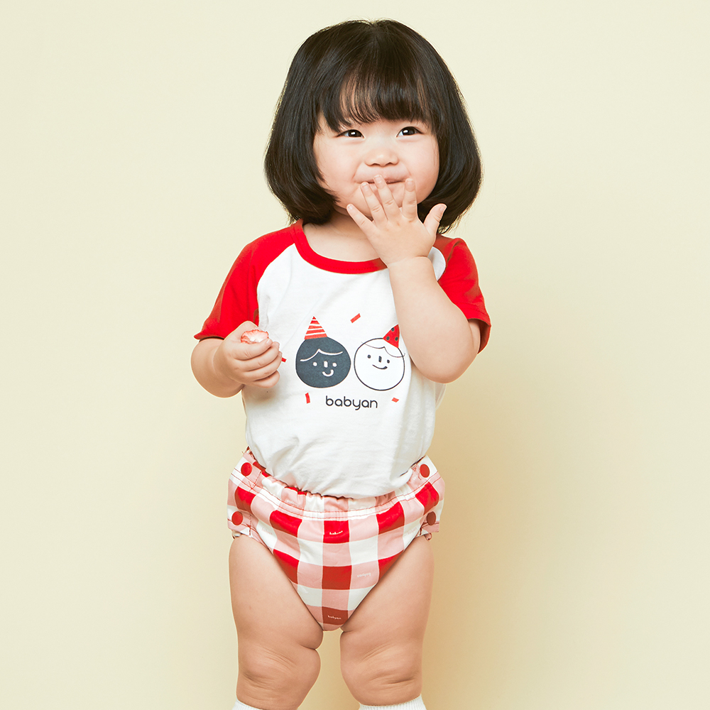 베이비앙 국내산 무형광 입고 벗기기 쉬운 팬티형 천기저귀(체크블랙+땡그리브라운+체크레드) - 메인 이미지