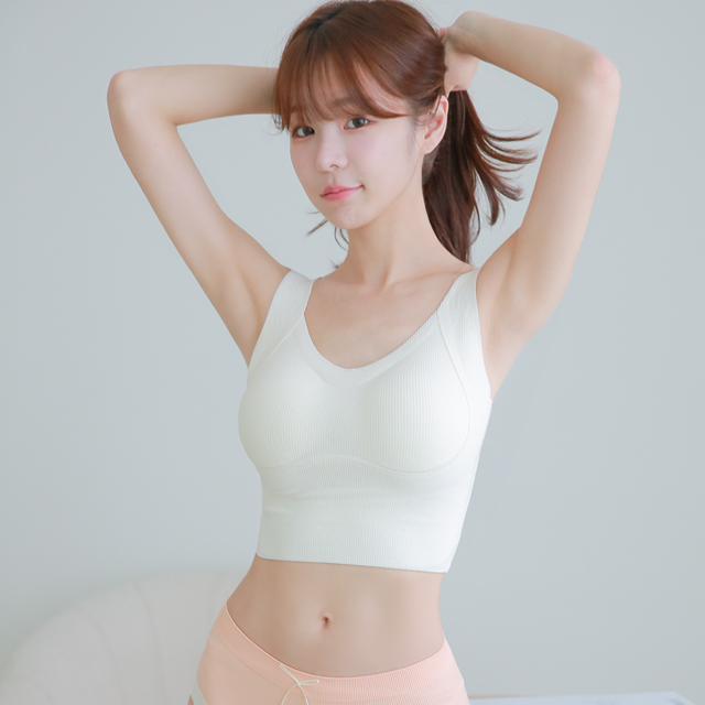 브라+나시 한번에! 매끄러운 핏 이지핏 크롭탑 - 상세 이미지 2